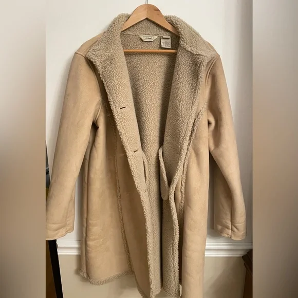 L.L. Bean Suede Sherling Coat - Size XL - Picture 4 of 7